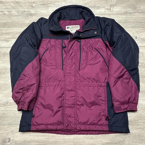 VTG Columbia Ski Jacket Womens XL Purple Navy Blue Down Filled Snowboard 90s - Picture 1 of 9